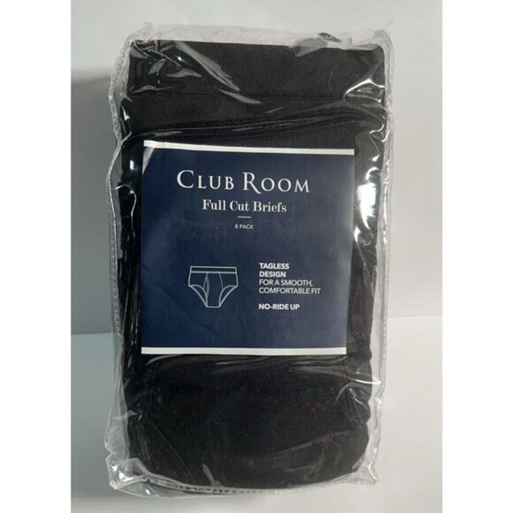 Club Room Men's Briefs 8-Pack Full Cut Tagless No Ride Up Black Medium MSRP $40